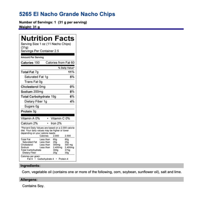 El Nacho Grande Portion Pak Nacho Chips - 3-oz Bags