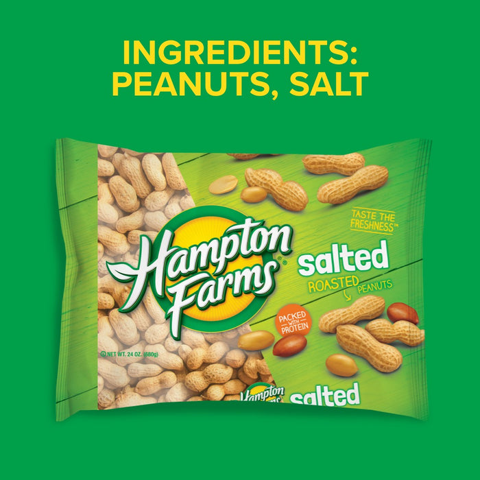 Hampton's Roasted Salted In Shell Peanuts, 8 Ounce Bag (12-Pack)