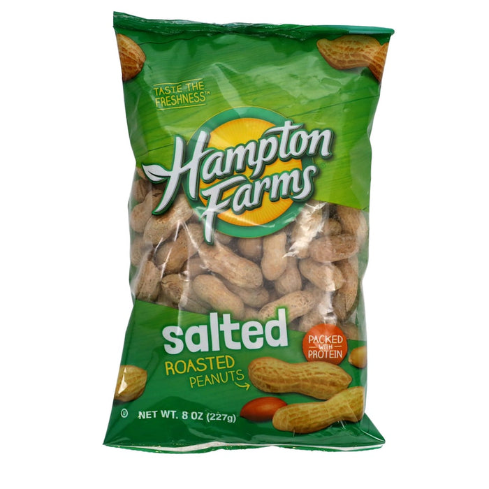 Hampton's Roasted Salted In Shell Peanuts, 8 Ounce Bag (12-Pack)